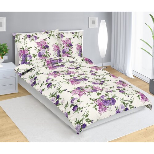 Bellatex Baumwollbettwäsche Rose Lila, 140 x 200 cm, 70 x 90 cm