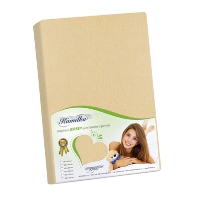 Prześcieradło jersey Kamilka jasnobeżowy, 100 x 200 cm