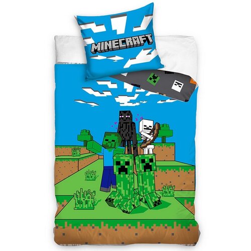 Lenjerie de pat pentru copii Minecraft MobMonsters, 140 x 200 cm, 70 x 90 cm