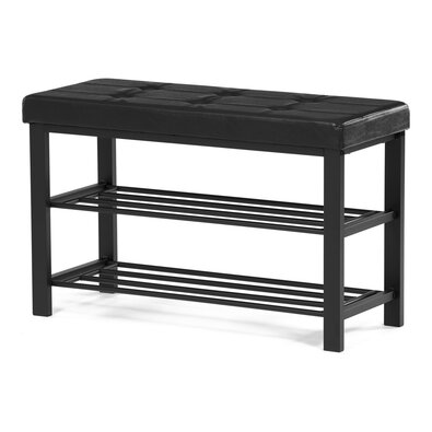 Suport pentru pantofi cu scaun, negru
