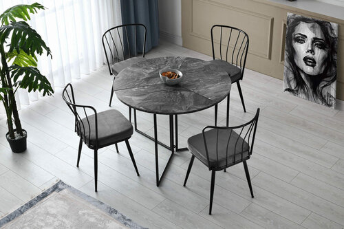 Sada jídelních židlí Yildiz Anthracite and Black, 4 ks