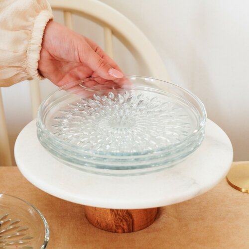 Komplet 6 steklenih desertnih krožnikov Crystal Bloom 19 cm