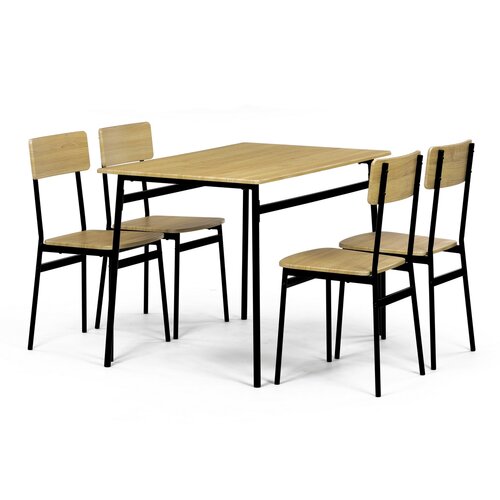 Set de masă Industrial cu 4 scaune, 110 x 70 x 76cm, stejar sălbatic