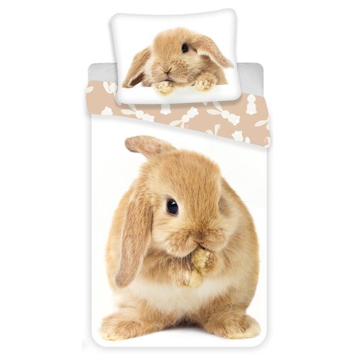 Jerry Fabrics Дитяча бавовняна постільна білизна Bunny brown, 140 x 200 см, 70 x 90 см