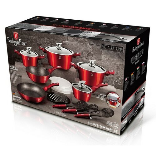 Set de oale de gătit Berlinger Haus 18 piese Burgundy Metallic Line
