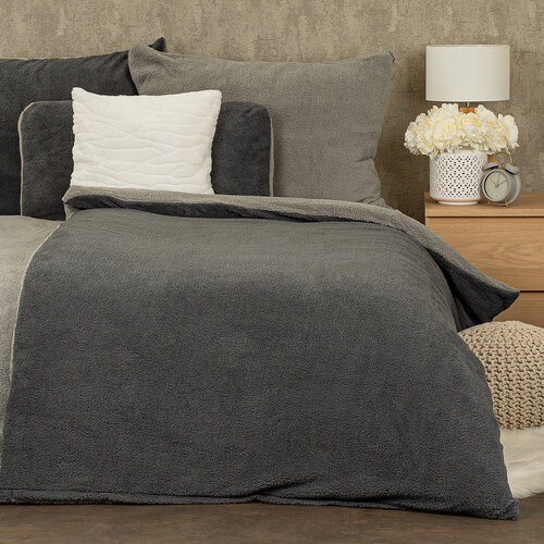 Lenjerie de pat din blăniță 4Home Teddy gri,140 x 200 cm, 70 x 90 cm