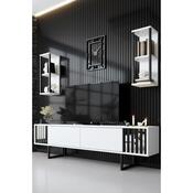 Chrome White and Black TV-asztal polcokkal
