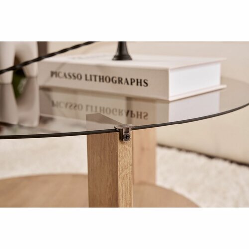 Konferenční stolek Clara Sapphire Oak s tmavým sklem