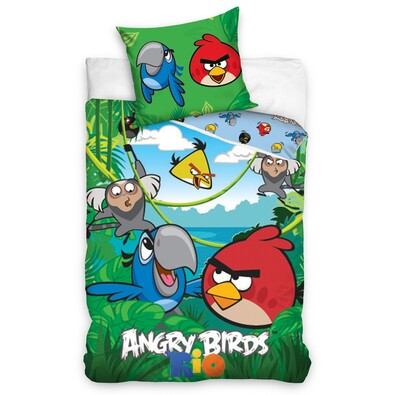 Dětské bavlněné povlečení Angry Birds Jungle, 140 x 200 cm, 70 x 80 cm