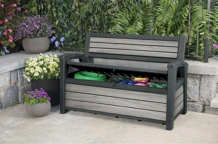 Záhradná lavička Keter Deco 227 l, sivá