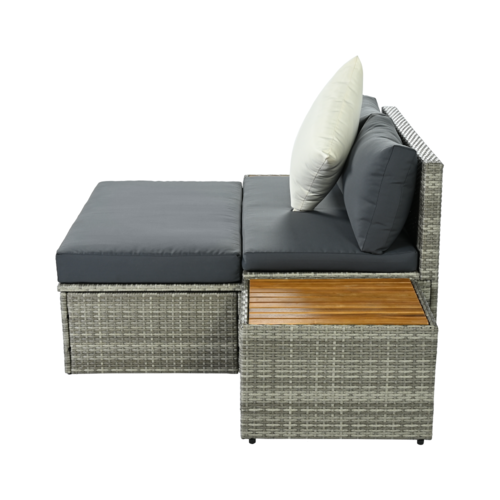 Set rattan de grădină DEBRA, gri/natural/crem