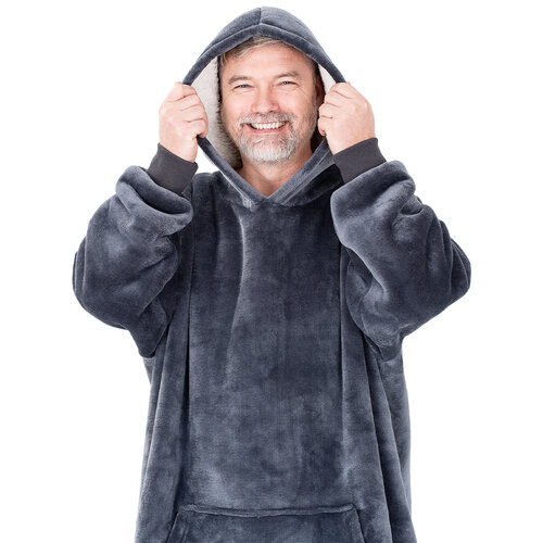 4Home Sweatshirt Mikroplüsch in Lammfelloptik Anthrazit, unisex L - Herren