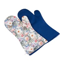 Mănuși pentru grătar Bellatex Flori albastru ,22 x 46 cm, 2 buc.