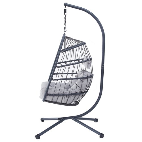 Autronic Fotel wiszący, metal, polyratan, szary, AZ-V 1269GREY