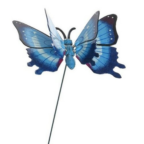 Dekorace Motýlek modrá, 15 cm