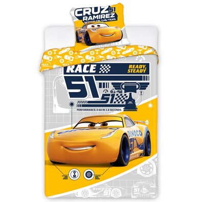 Baumwollkinderbettwäsche Cars 3 Dinoco Cruz Ramirez, 140 x 200 cm, 70 x 90 cm