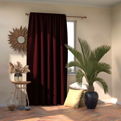 AmeliaHome Blackout Oxford Pleat függöny, burgundy, 140 x 245 cm