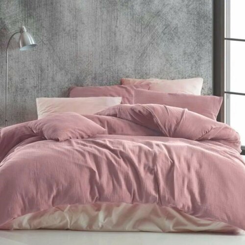 Kvalitex Muslin posteljnina roza, 220 x 200 cm, 2kos 70 x 90 cm