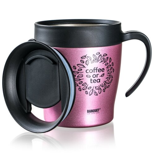 Banquet termohrnek potovalni TAZZA 330 ml, roza