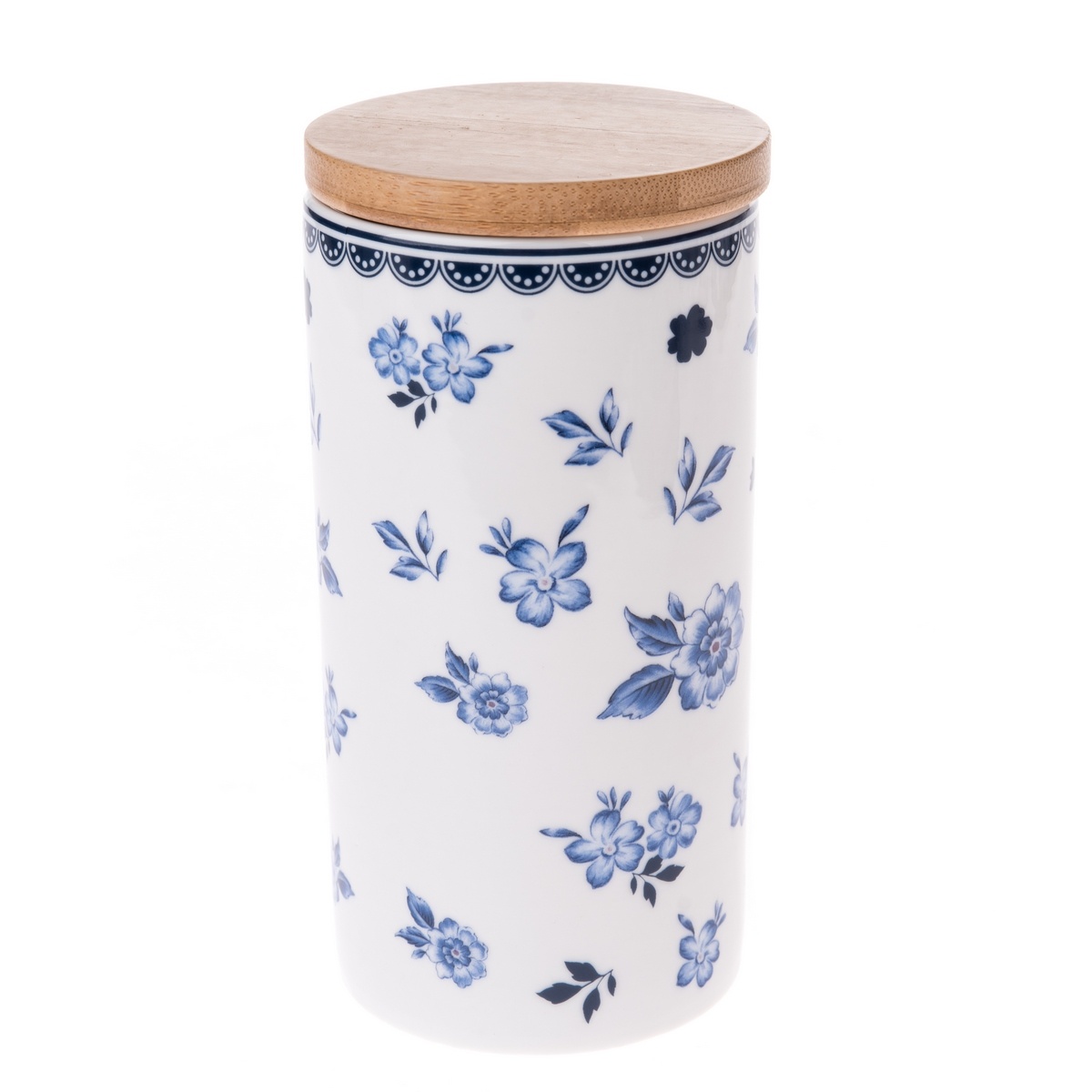 Pojemnik porcelanowy z bambusową pokrywką Floral , 500 ml