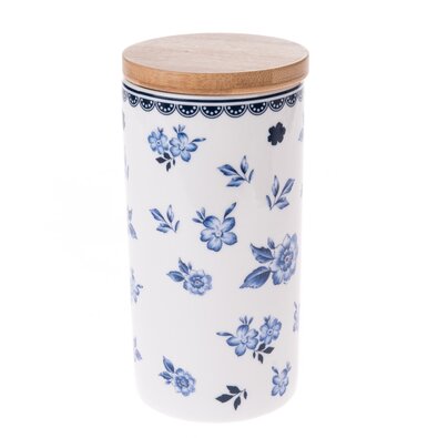 Porcelanska posoda z bambusnim pokrovom Floral,500 ml