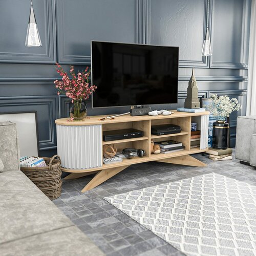 Stor Sapphire Oak and White TV-állvány