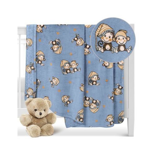 Bellatex Babydecke Ella Affe Blau, 100 x 150 cm
