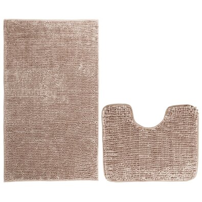 AmeliaHome Komplet dywaników łazienkowych Bati jasnobrązowy, 2 szt. 50 x 80 cm, 40 x 50 cm