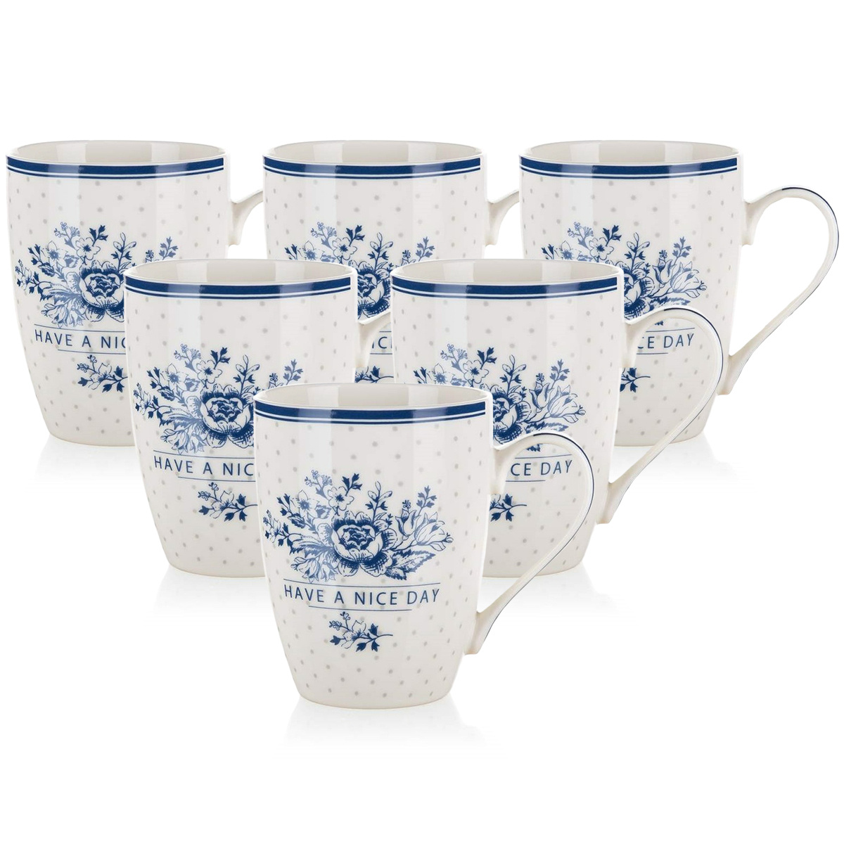 Set căni din ceramică Banquet FLOWER 6 buc.white, 340 ml