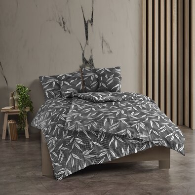 Kvalitex Baumwollbettwäsche Osaka grau, 220 x 200 cm, 2x 70 x 90 cm