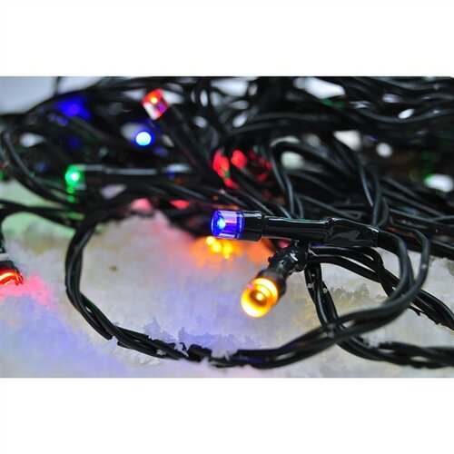 Fotografie Solight LED venkovní vánoční řetěz, 50 LED, 5m, přívod 3m, 8 funkcí, časovač, IP44, vícebarevný 1V110-M-1 Solight