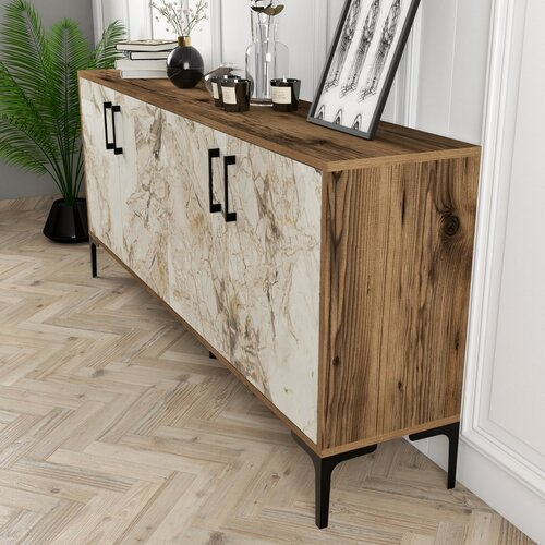 Skrinka Kiev Walnut and White Marblemramoru