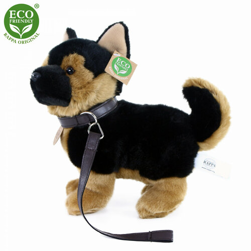 Jucărie de pluș Rappa Câine ciobănesc german cu lesă, 23 cm ECO-FRIENDLY