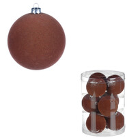 Новорічні оксамитові кульки, пластикові, коричневі, 9 шт.