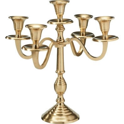 Sfeșnic metalic cu 5 brațe 29x29x30 cm, culoareauriu, decor 2