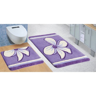 Badematten-Set Ultra Blüte lila, 60 x 100 cm, 60 x 50 cm