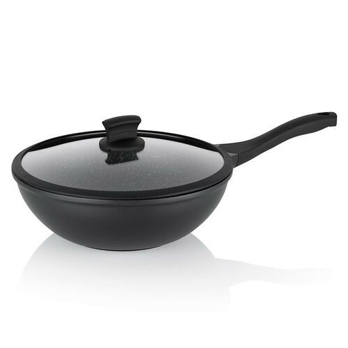 Kela Wok serpenyő fedővel STELLA NOVA, öntöttalumínium, fekete, 30 cm, 5 l