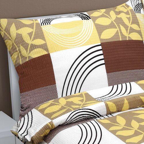 Bellatex Krepp-Bettwäsche Quadrate beige, 200 x 200 cm, 2 Stück 70 x 90 cm