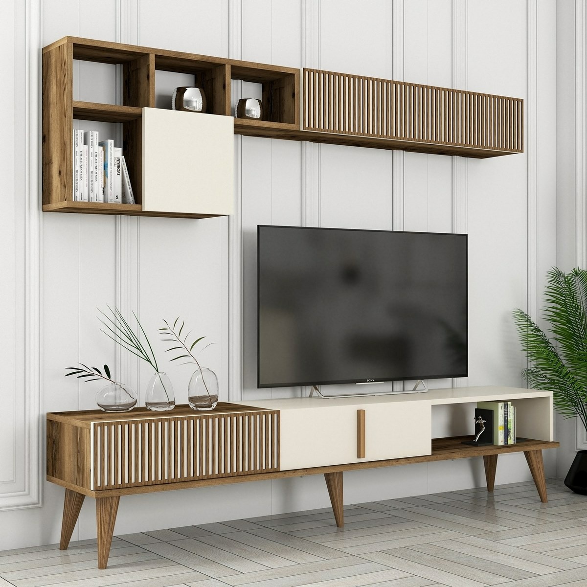 Televízna stena Milen Walnut and Cream