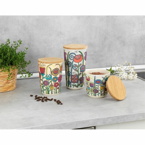 Wenko posoda z bambusovim pokrovom Flowers, 950 ml