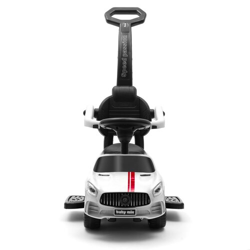 Baby Mix Detská odrážadlo so zvukom a vodiacoutyčou Racer, biela
