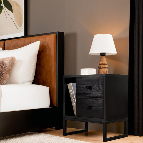 Nočný stolík Glimmer Wood Black