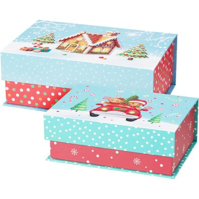 Komplet 2 božičnih škatel Cookieman s pikami