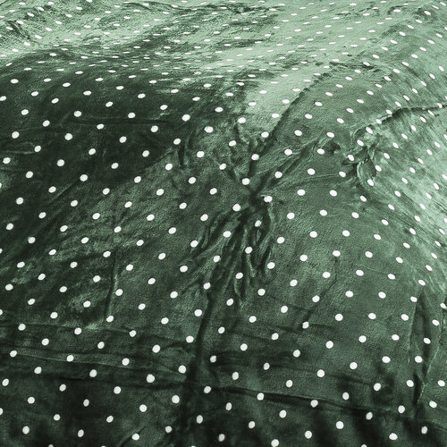 Pościel pluszowa Polka zielony, 140 x 200 cm, 70 x 90 cm