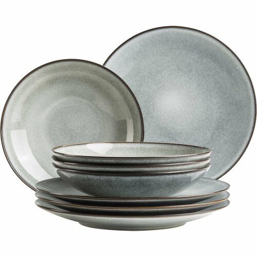 Mäser Set de farfurii adânci și plate, 8 bucăți SMOKY'S – verde
