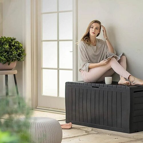 Keter Zahradní úložný box MARVEL PLUS 270l hnědý, 116,7 x 44,7 x 57 cm - thumb (1)
