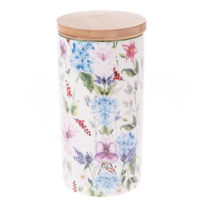 Porcelanska posoda z bambusnim pokrovom FlowerGarden, 500 ml