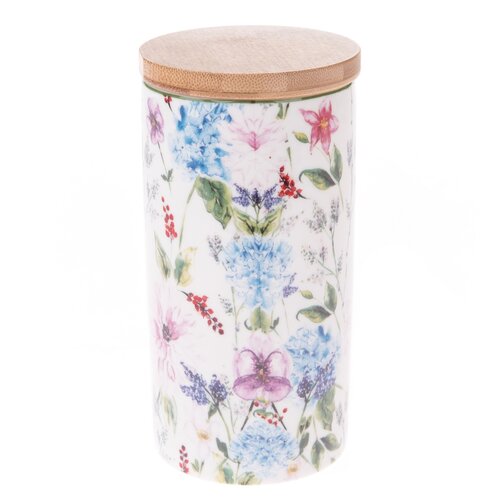 Porcelanska posoda z bambusnim pokrovom FlowerGarden, 500 ml