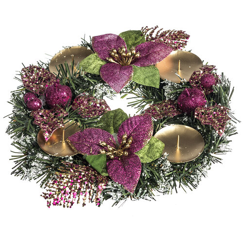 Vianočná dekorácia s poinsettiou pr. 25 cm, ružová