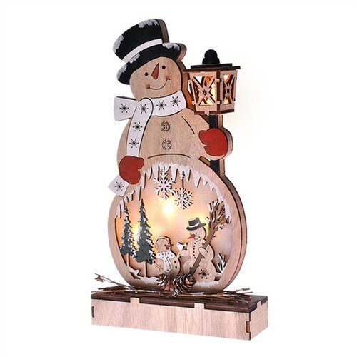 Solight Holzschneemann mit 4x LEDs, 29 cm